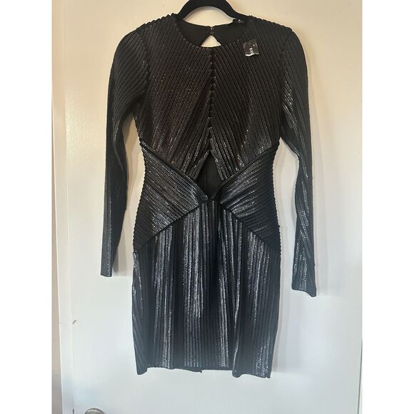 Express Black Sequin Cutout Dress | Long Sleeve | NWT | Women’s Size 6 ✨ - Picture 6 of 6